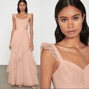 NWT BCBG MAXAZRIA Ruffled Tulle Gown Dress Bare Pink Size 6